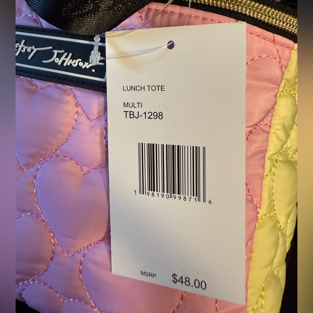Betsey Johnson NWT Pink Lavender Yellow Quilted Insulated Crossbody Bag (P169) - Picture 8 of 9